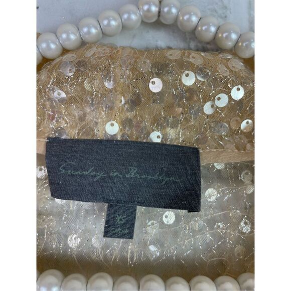 Sunday in Brooklyn Anthropology Sequin Pull Over Sheer Top Size XS Sexy Party - Picture 3 of 9